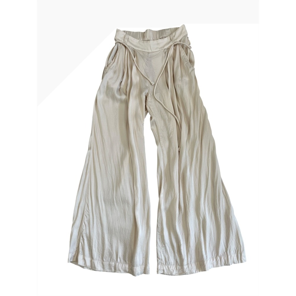 YFB Young Fabulous & Broke Reed Satin Wide Leg Pant Trousers Sea Salt Sz Small - Picture 2 of 14